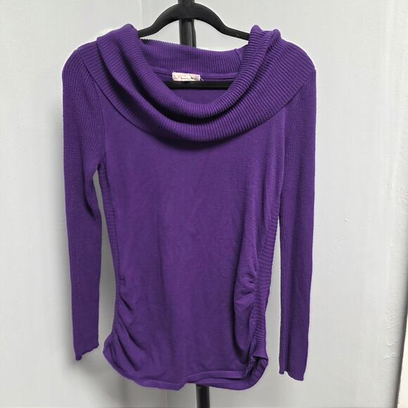 It's Our Time Sweaters - It's Our Time Purple Cowl Neckline Ruched Sides Sweater Size L